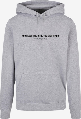 Sweat-shirt 'Never Give Up' Merchcode en gris : devant