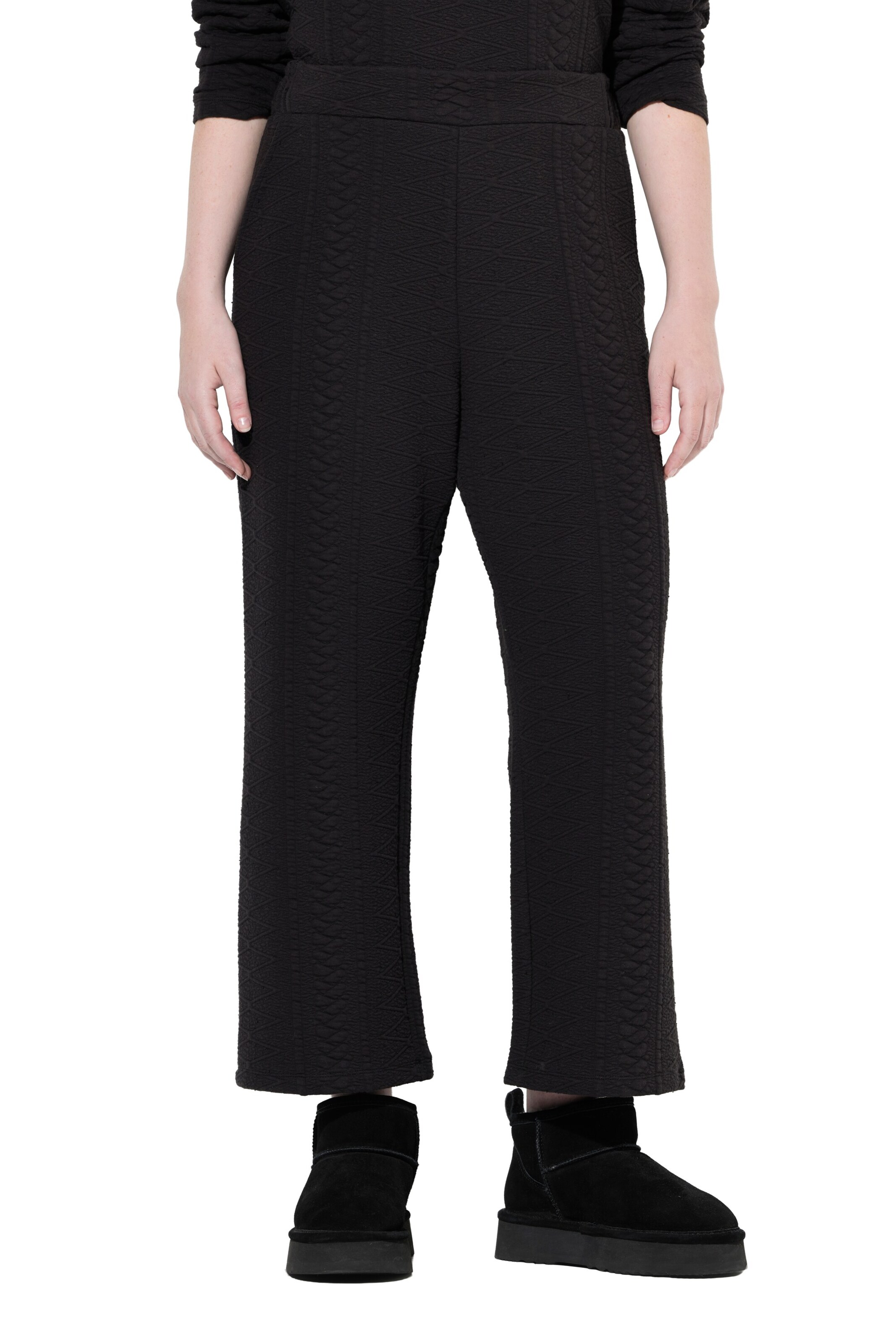 Ulla Popken Wide leg Trousers in Black: front