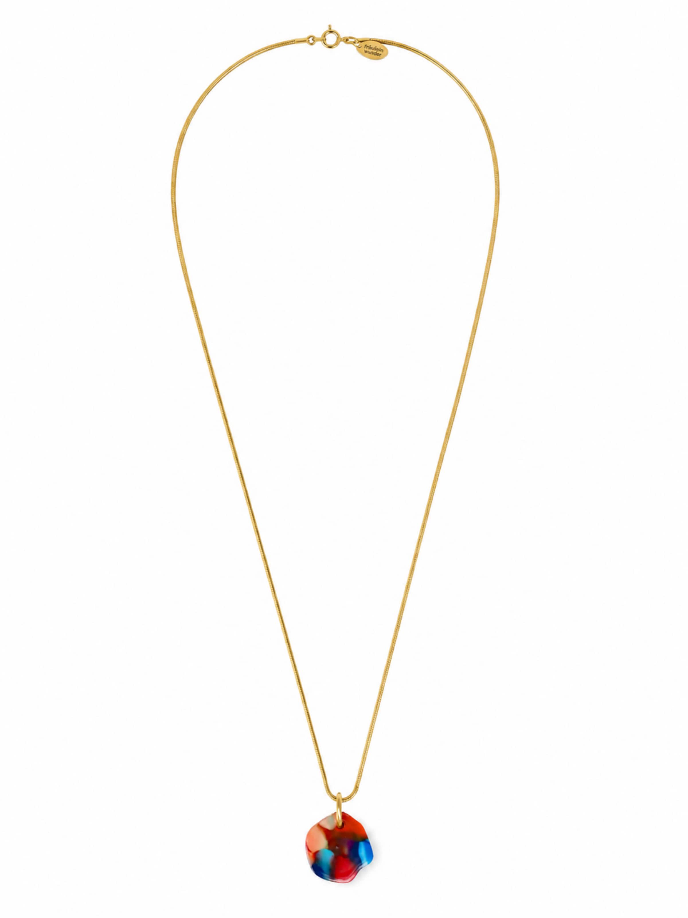 Fräulein Wunder Kette 'Acetat Alice Gold'‌‌‌‌‌‌‌‌ in 45 cm in knallrot, Produktansicht