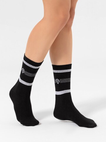 MOROTAI Αθλητικές κάλτσες 'Varsity Striped' σε μαύρο