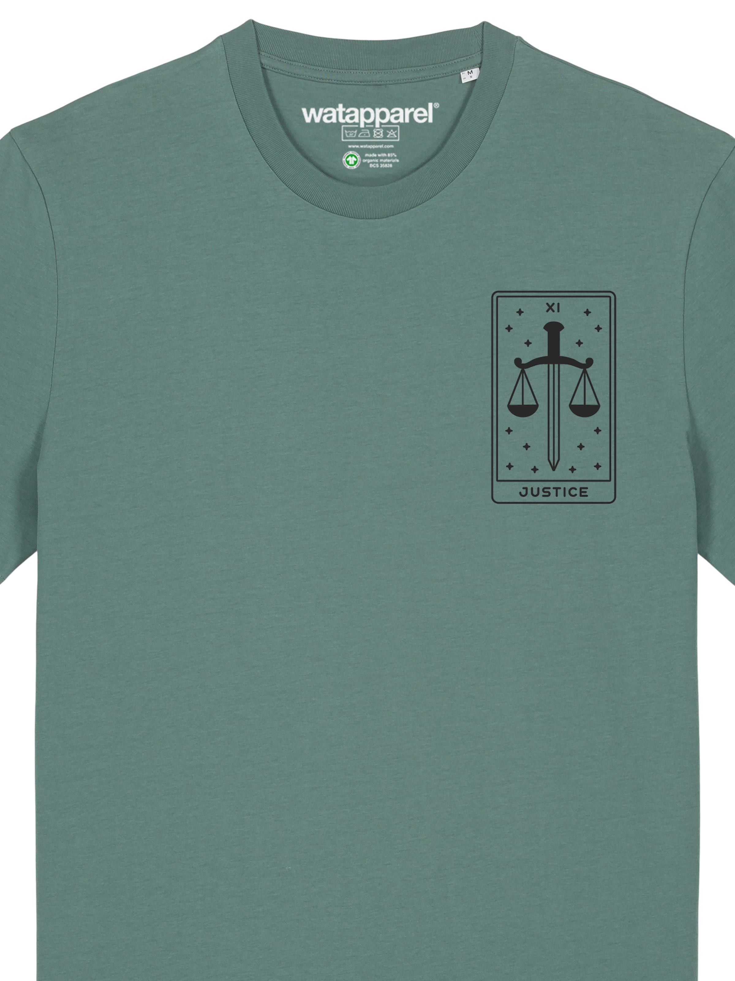 Maglietta 'Tarot Justice' di Watapparel in verde