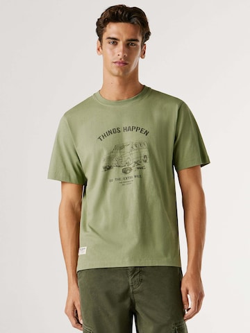 T-Shirt 'Sheldon' Pepe Jeans en vert : devant