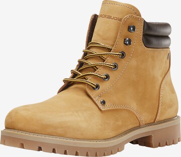 JACK & JONES - Botas con cordones 'Stoke' en marrón: frente