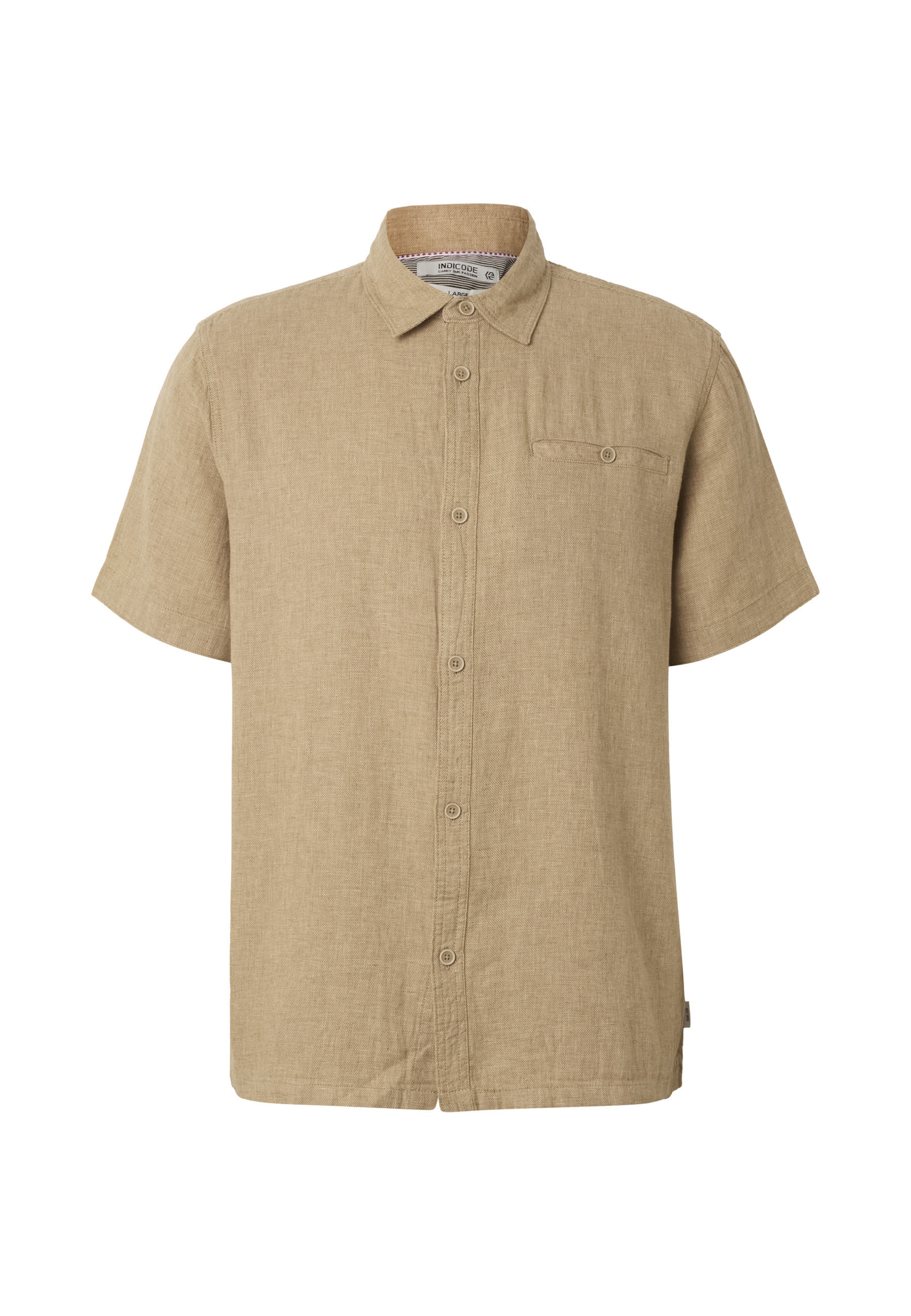 INDICODE JEANS Button Up Shirt 'Trope' in Beige: front