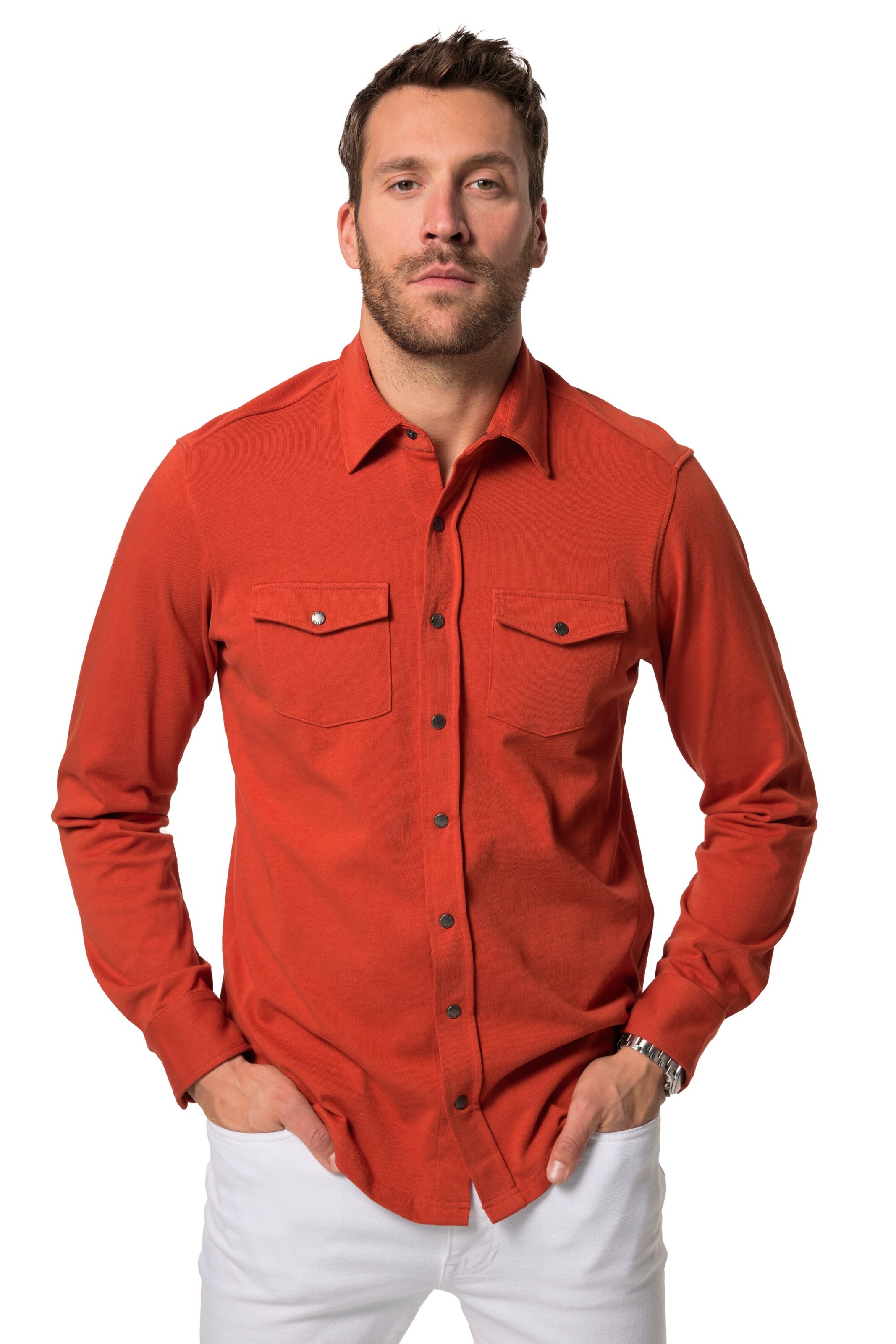 JP1880 Regular fit Button Up Shirt in Brown: front