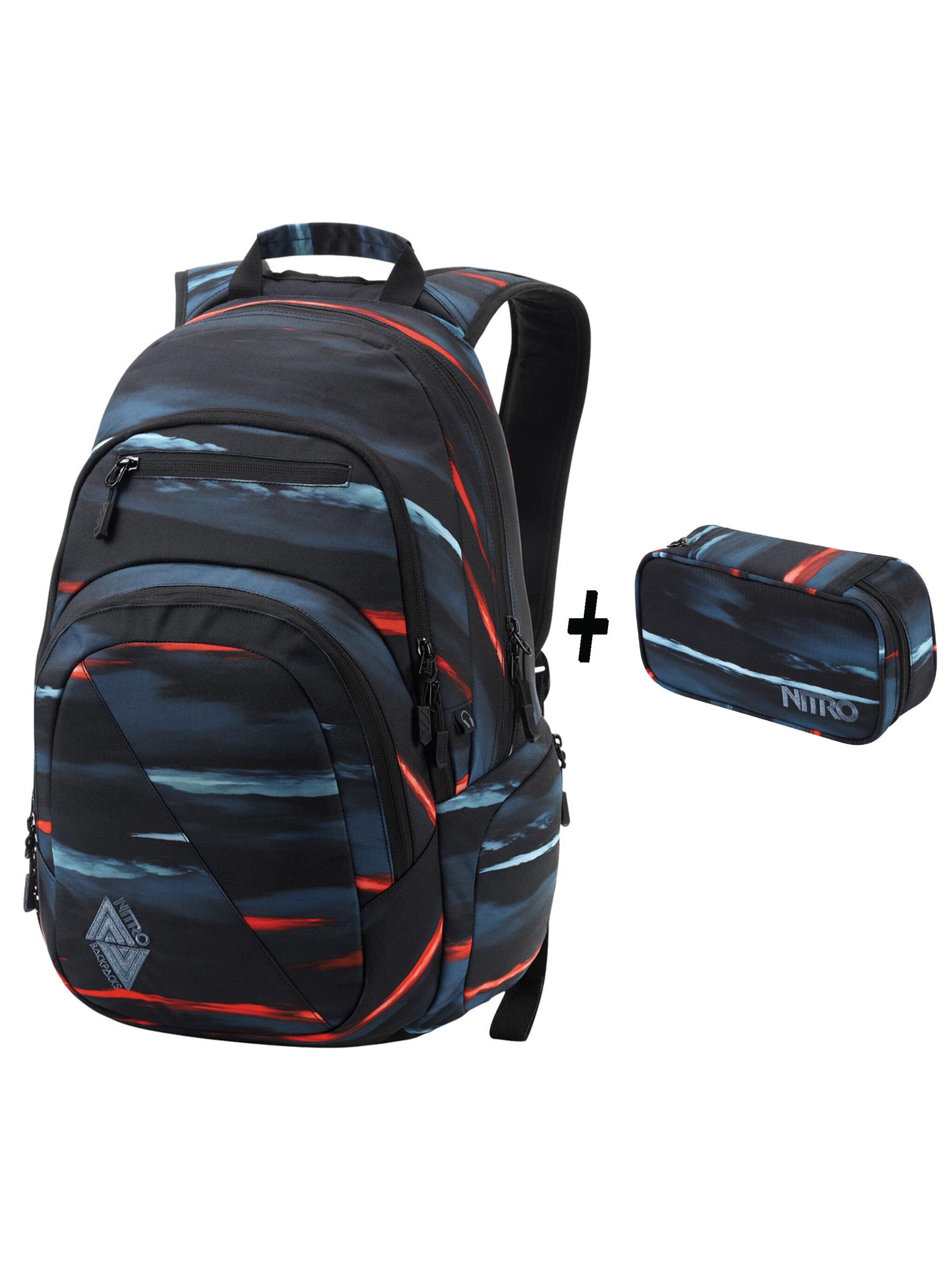 NITRO Rucksack Set Stash in Blau: Vorderseite