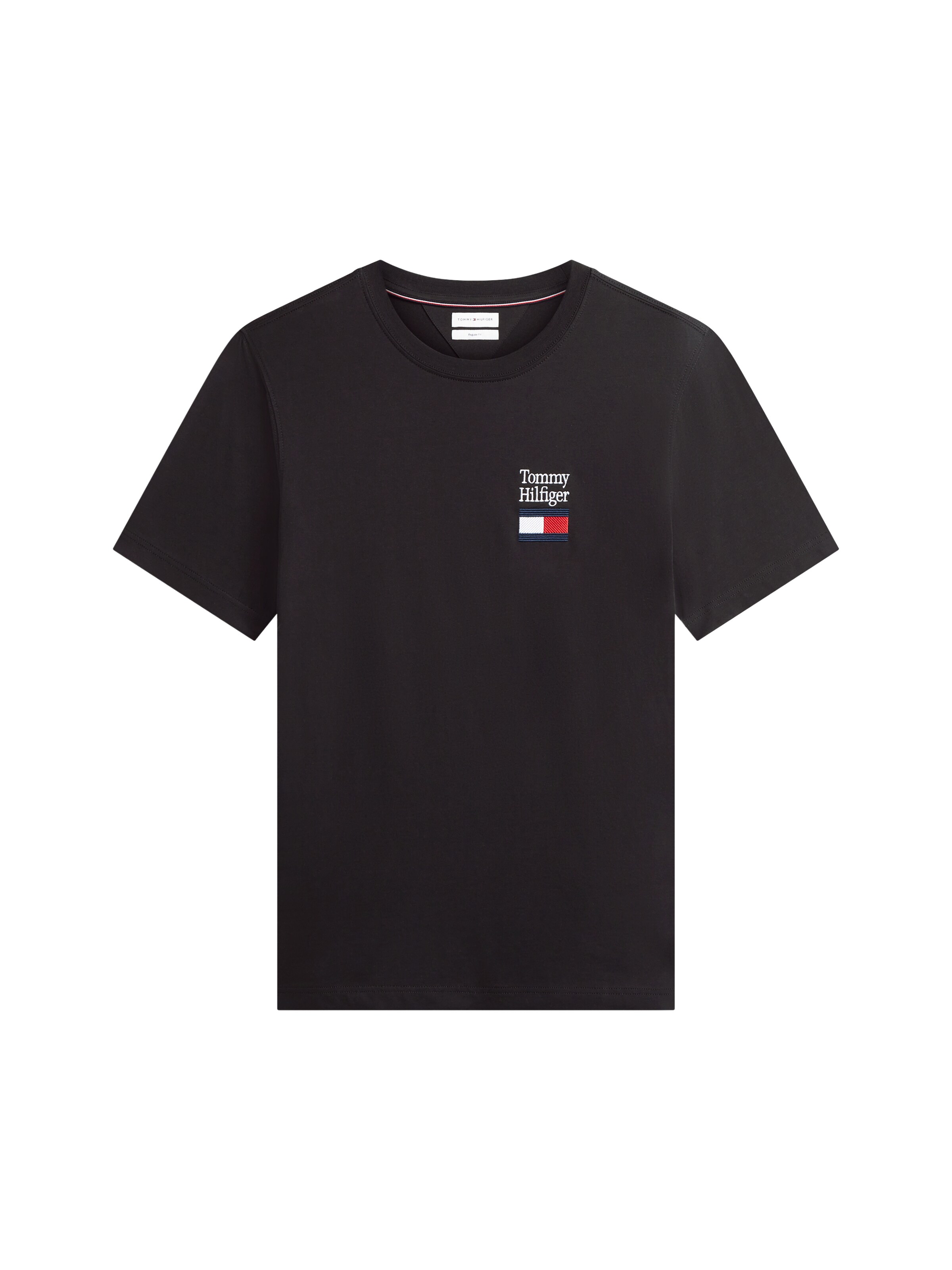 melns TOMMY HILFIGER T-Krekls 'BRAND LOVE': no priekšpuses