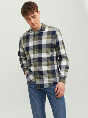 JACK & JONES Слим Рубашка в Зеленый: спереди