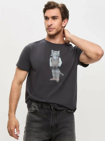 Cat e Lolette - Camiseta 'Minimalist Cat' en gris