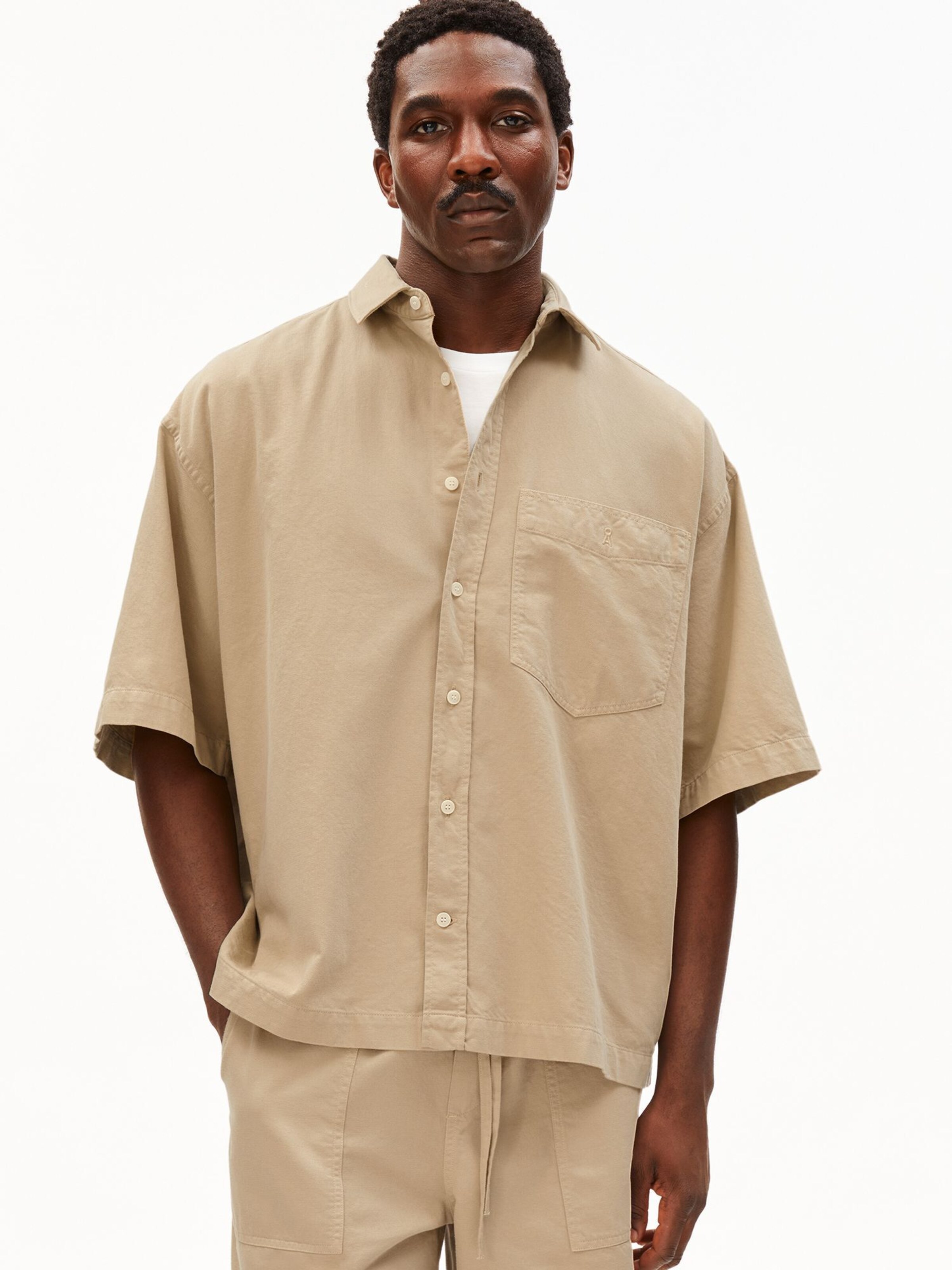 ARMEDANGELS Comfort Fit Hemd COTTON LINO in Beige: Vorderseite