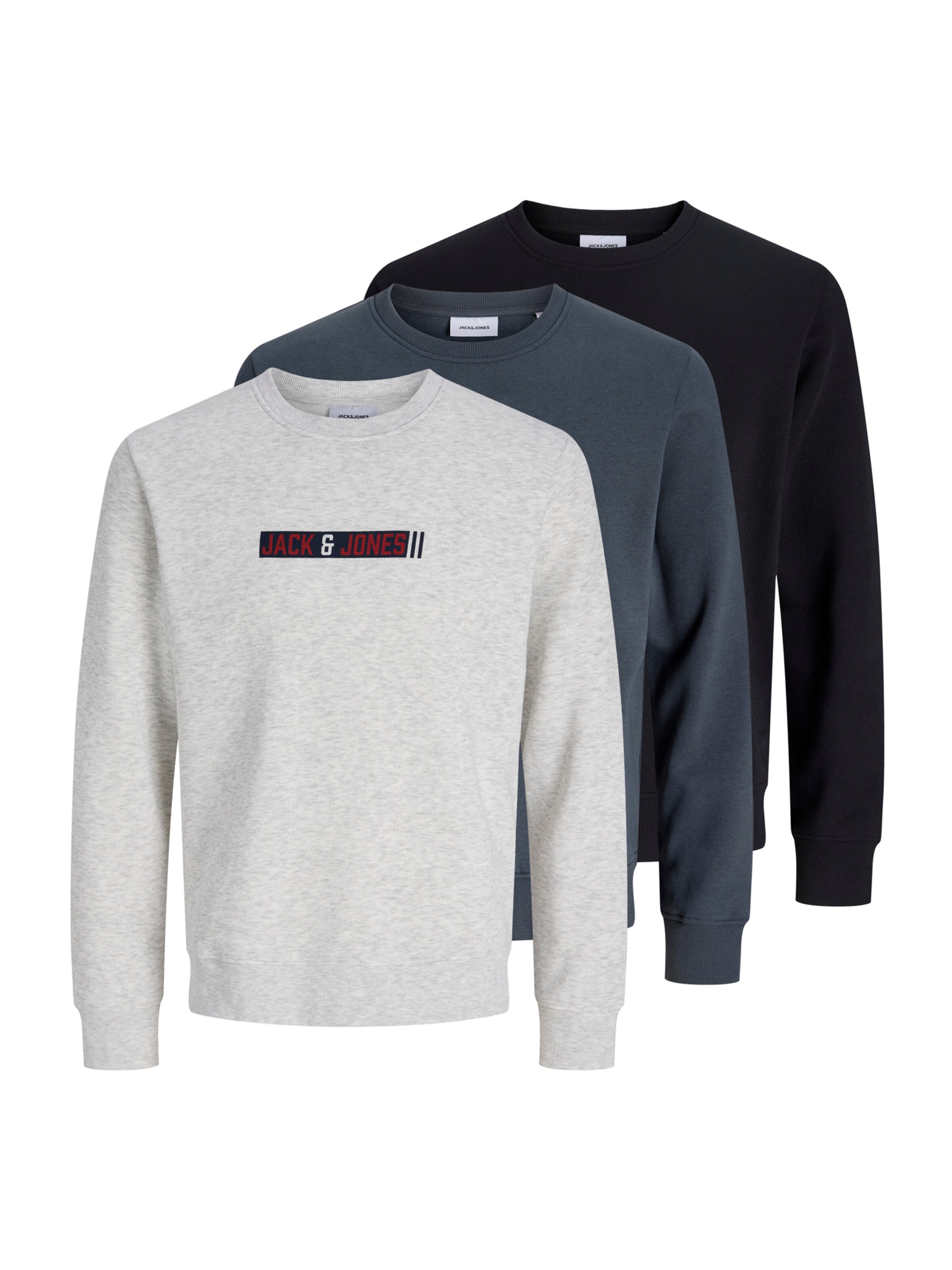 JACK & JONES Sweatshirt 'JJMUNK' in XS in de kleur Navy / Donkerrood / Zwart / Wit gemêleerd, Productweergave