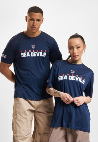 DEF T-Shirt 'DefShop x European League of Football Hamburg Sea Devils' in Blau: Vorderseite