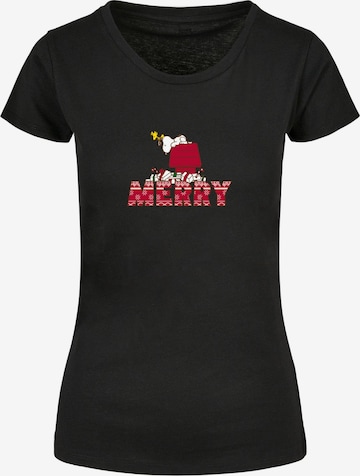 Merchcode Shirt 'Peanuts Merry' in Zwart: voorkant