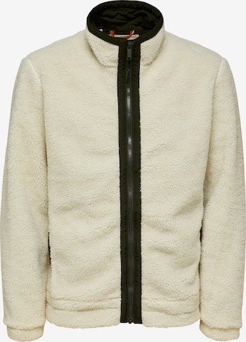 SELECTED HOMME Fleece jacket 'Chinook' in Beige: front