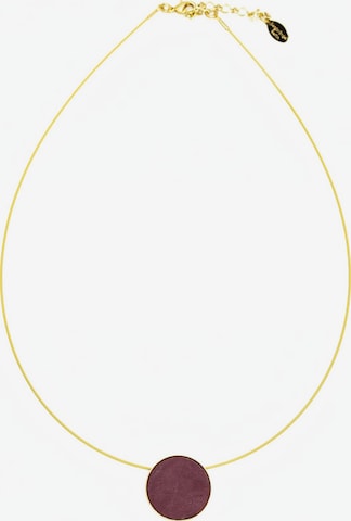 Sergio EngelLančić 'Patina Kette 04 Minimalistische vergoldete Seil-Kette mit farbigem Anhänger' - crvena boja: prednji dio