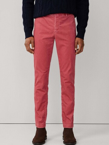 Coupe slim Pantalon chino 'Kensington' Hackett London en rose : devant