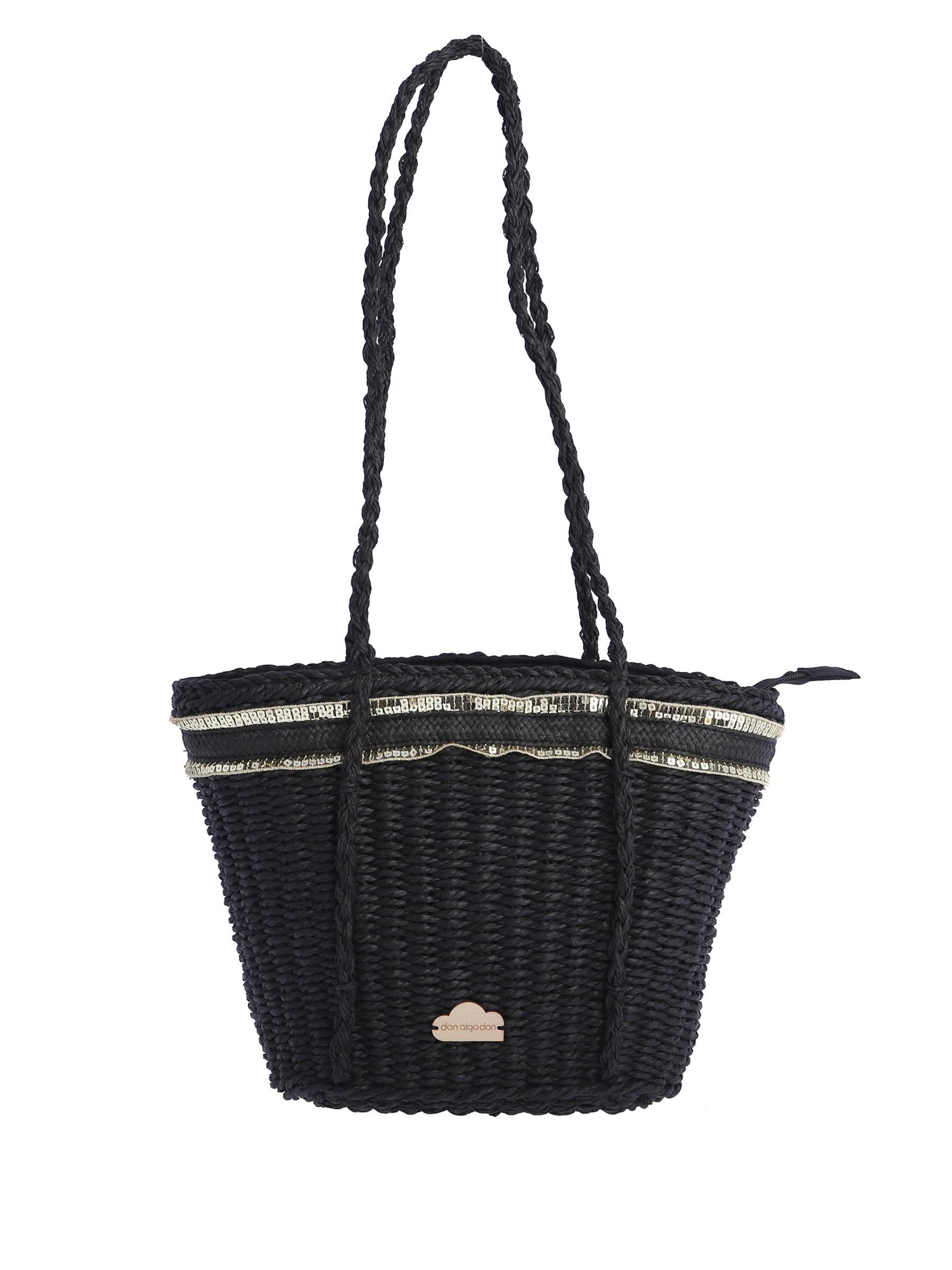 Don Algodon - Shopper 'Bolso bandolera nature para mujer DON ALGODON Shirin con cremallera' en negro: frente