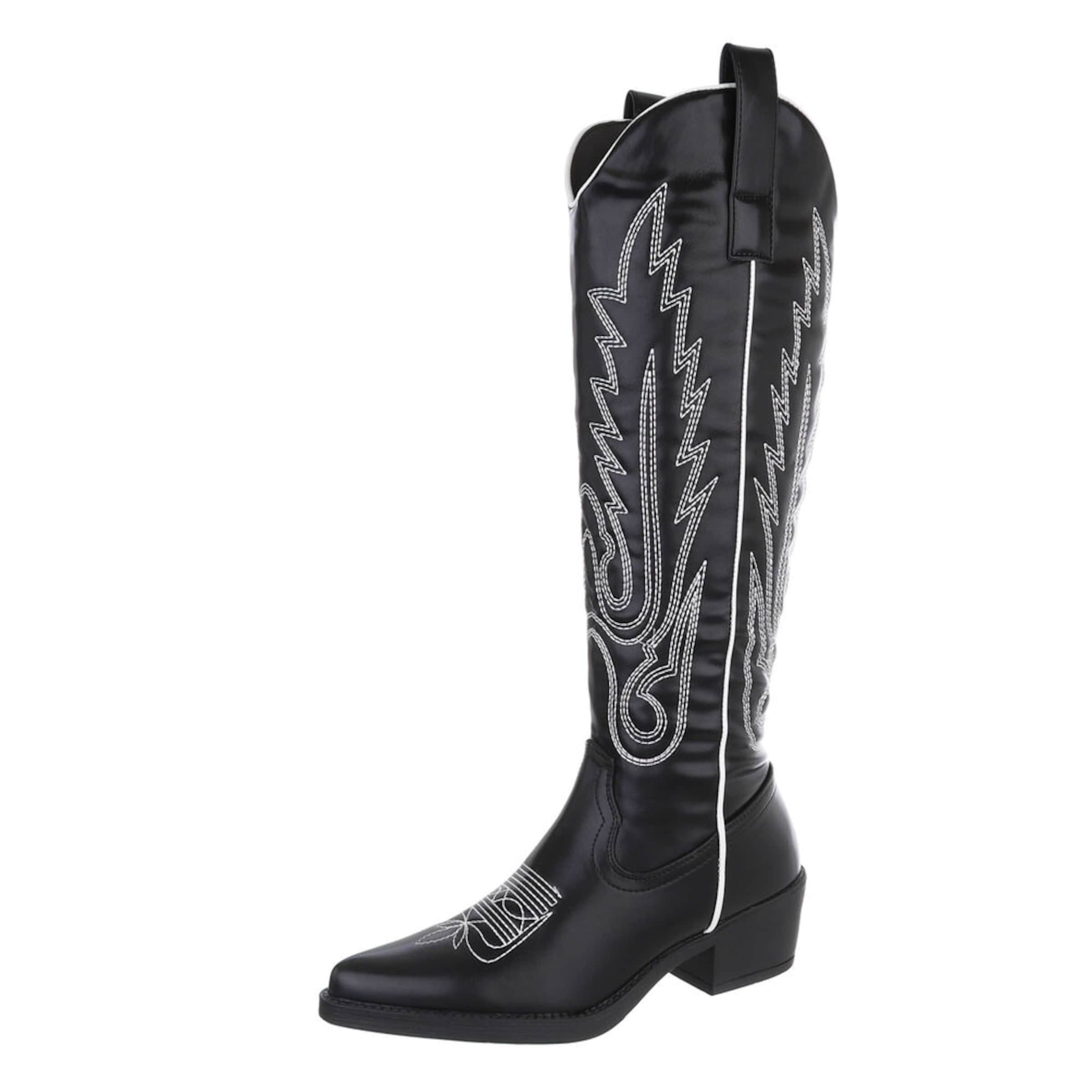 Ital-Design Cowboy Boots 'Western' in Black: front