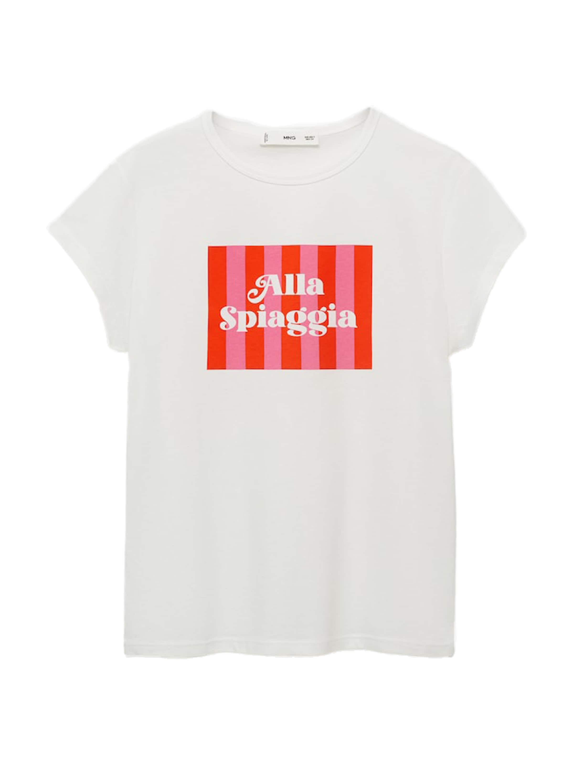 MANGO Tričko 'ILLUSTRA' – bílá: přední strana