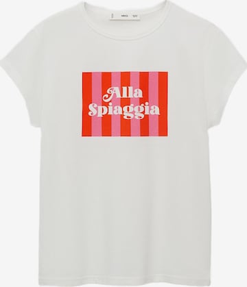 MANGO Тениска 'ILLUSTRA' в бяло: отпред