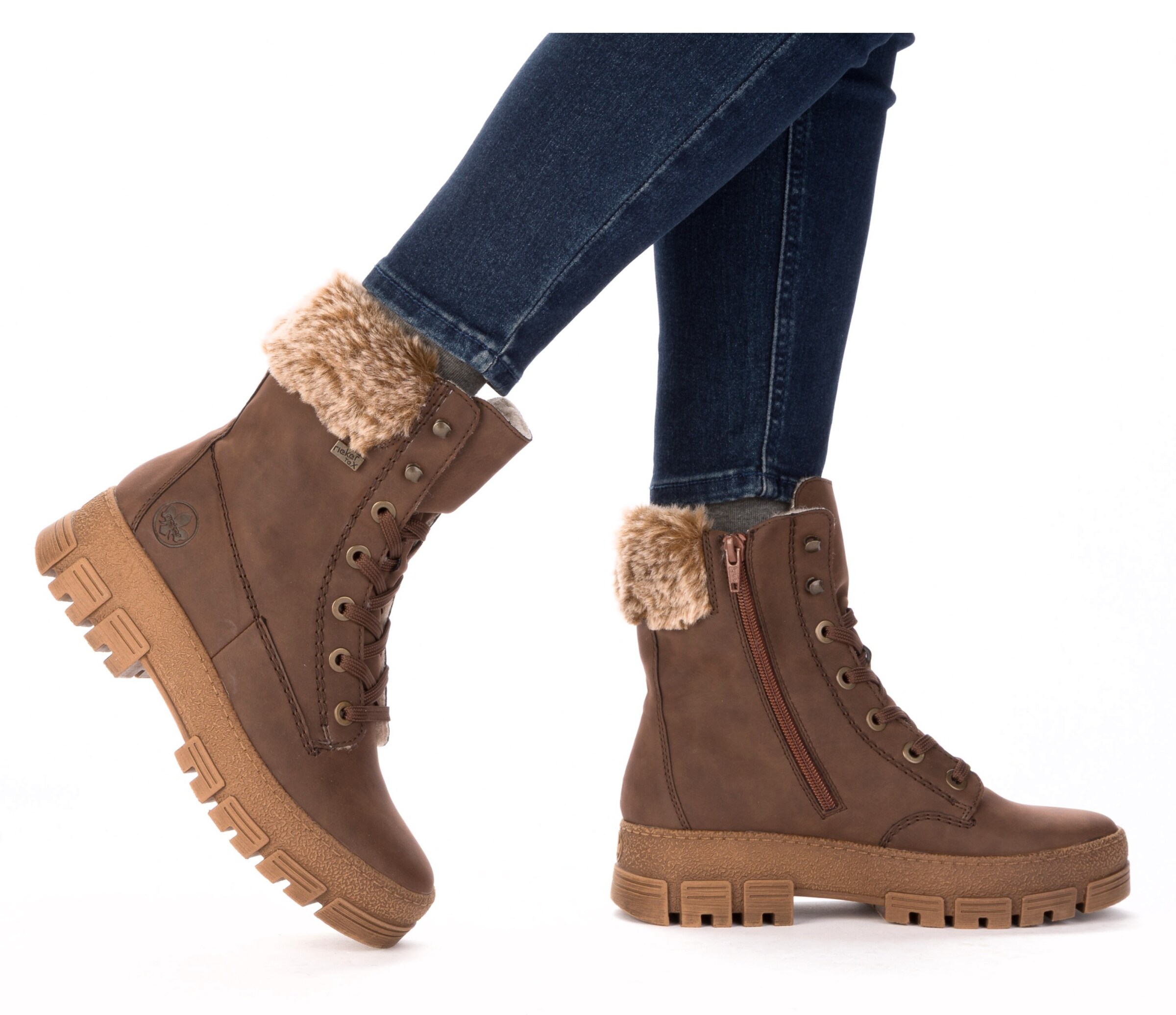 Rieker - Botines con cordones en marrón