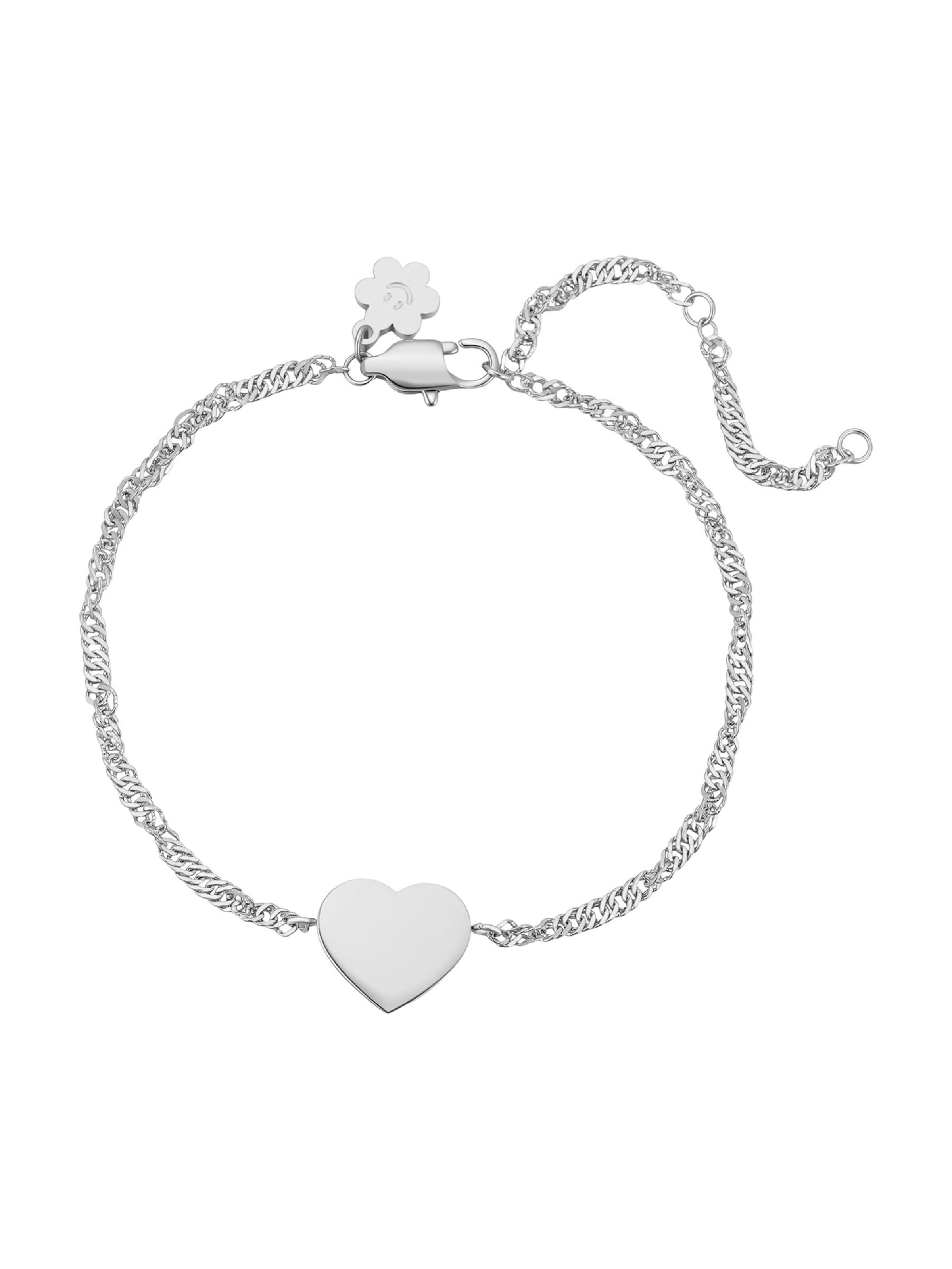 Hey Happiness - Pulsera 'Minimalist Heart Charm' en plata