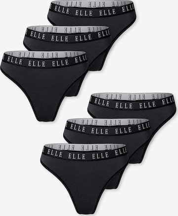 ELLE String ' Thong - ELLE LOGO ' in Black: front