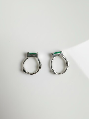 Kamakula Earrings 'Green Baguette' in Silver