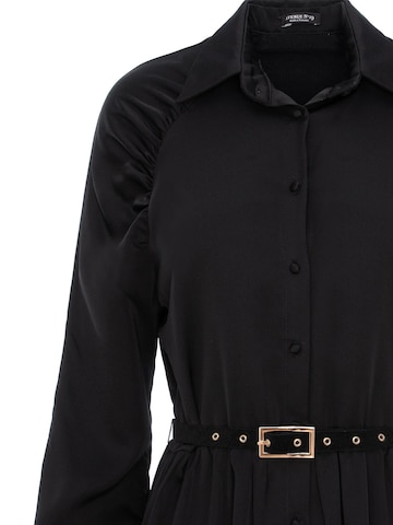 Abito 'Gathered Raglan Sleeve Viscose Midi Shirt Dress With Belt' di AVENUE N°29 in nero