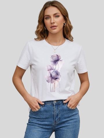T-shirt 'Women's Short Sleeve Shirt Summer Tops' LapaPlus en blanc : devant