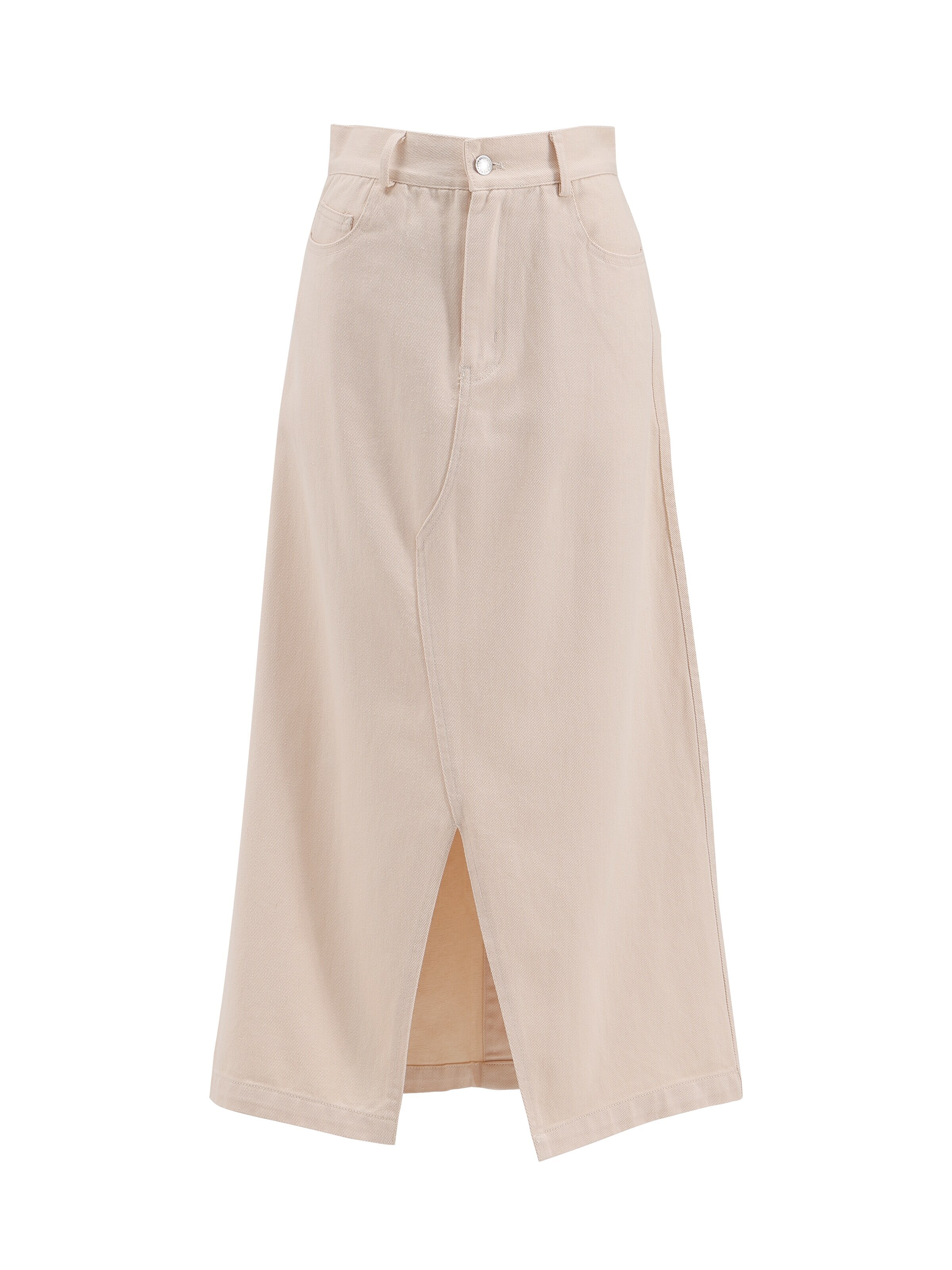 TorWeit Skirt 'Straight-cut denim skirt-Natural-coloured hemp denim' in Beige: front