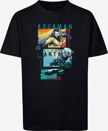 ABSOLUTE CULT Shirt 'Aquaman - Character Tiles' in Zwart: voorkant