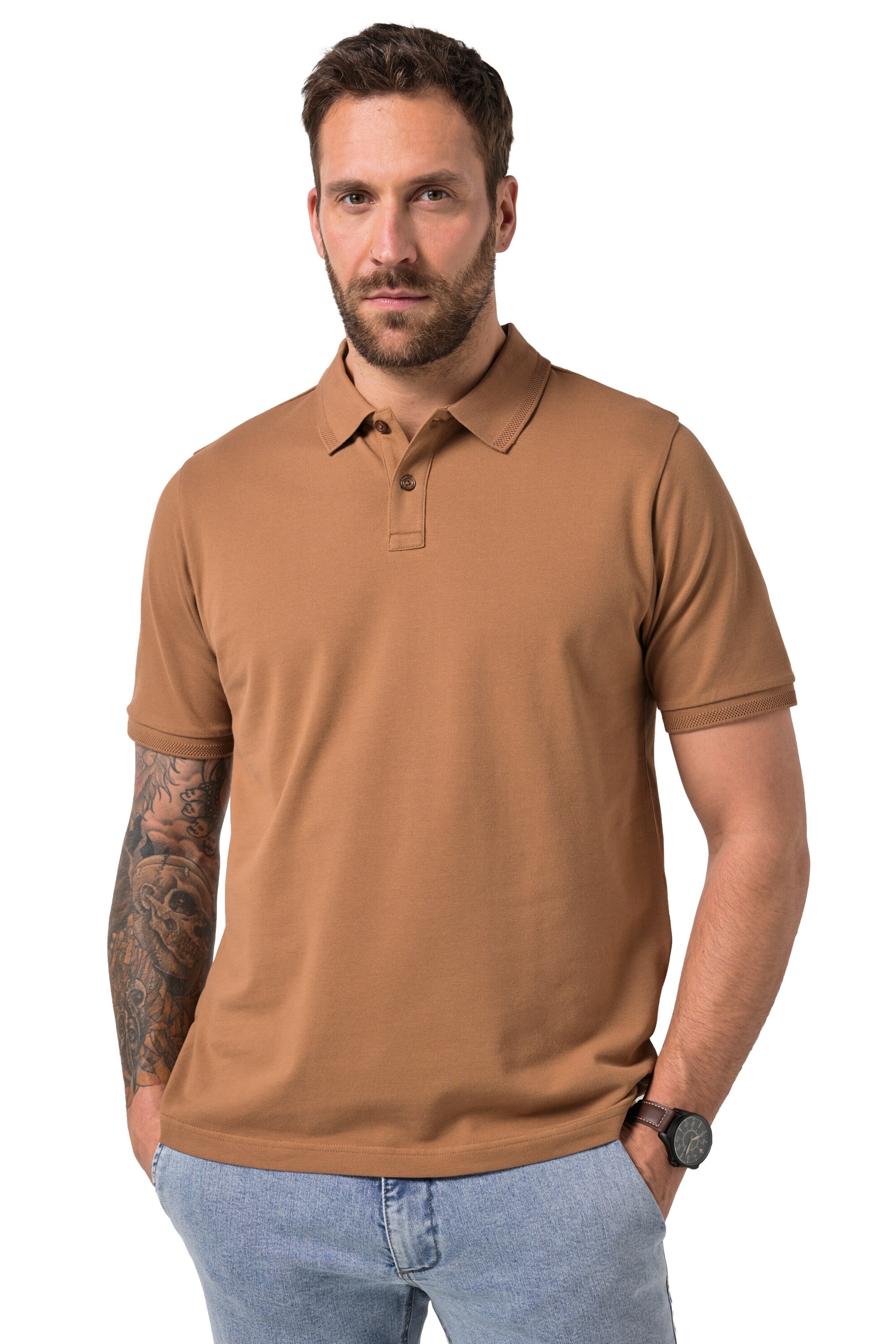 JP1880 Poloshirt in Braun: Vorderseite