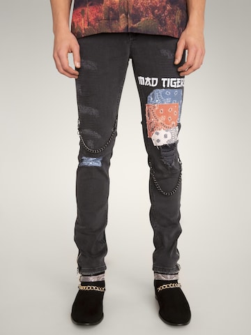 MAD TIGERS Slim fit Jeans 'VINTAGE BANDANA ARTPATCH' in Black
