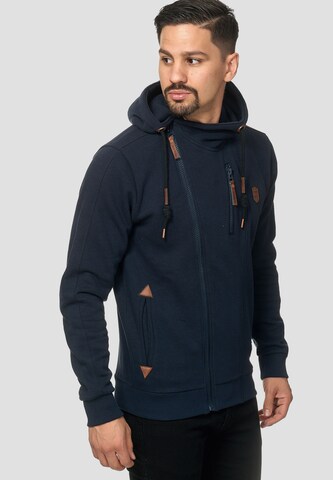 INDICODE JEANS Zip-Up Hoodie 'Elm' in Blue