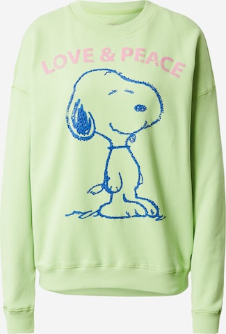 Frogbox Sweatshirt 'Snoopy Love & Peace' in Green: front