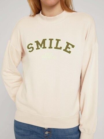 TOM TAILOR DENIM Sweatshirt in Beige