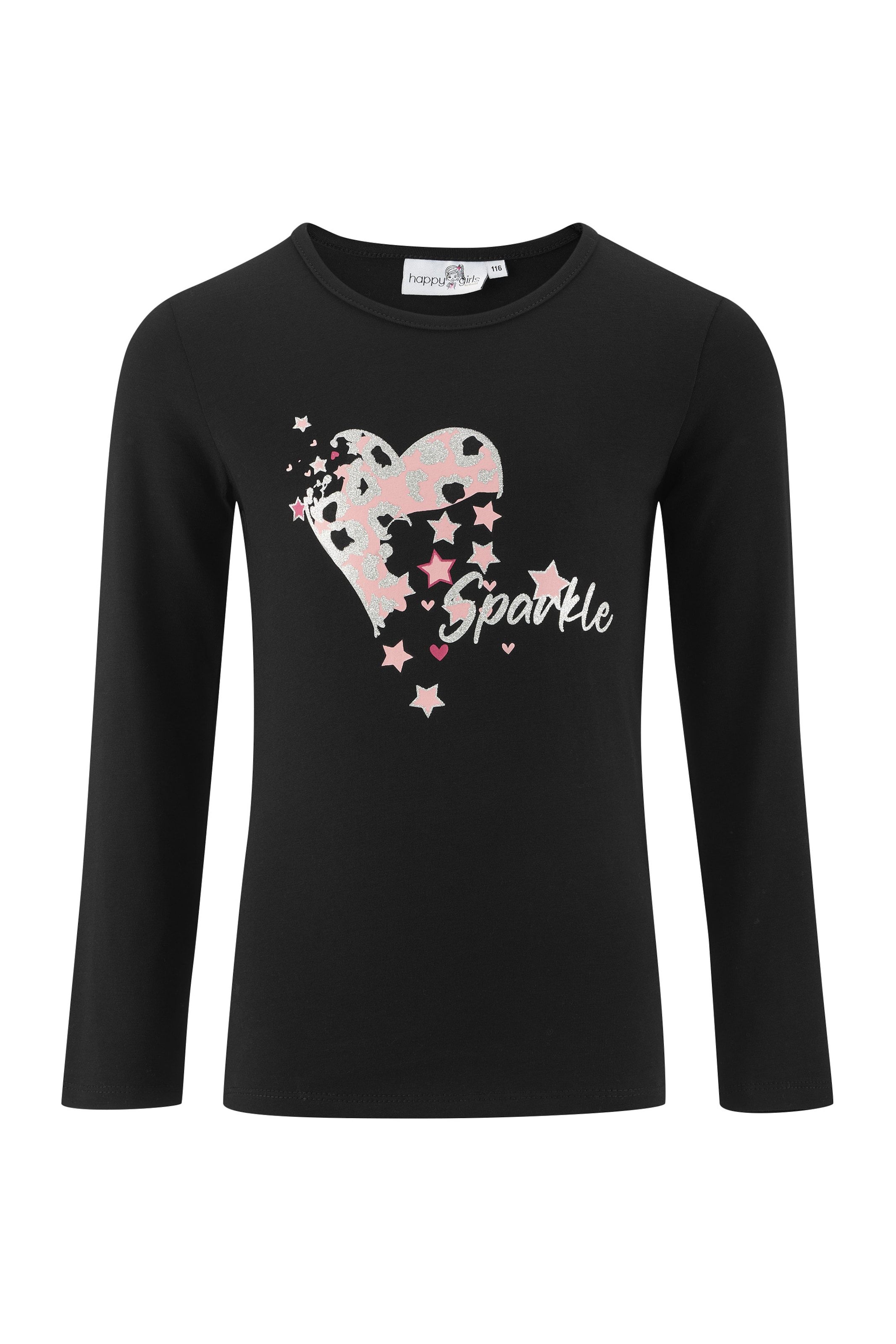 happy girls Shirt 'Sparkle' in Schwarz: Vorderseite