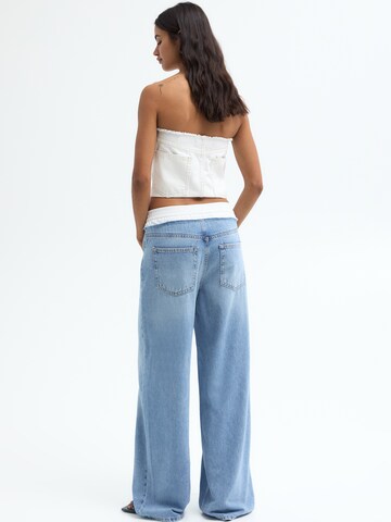 Wide Leg Jean Pull&Bear en bleu