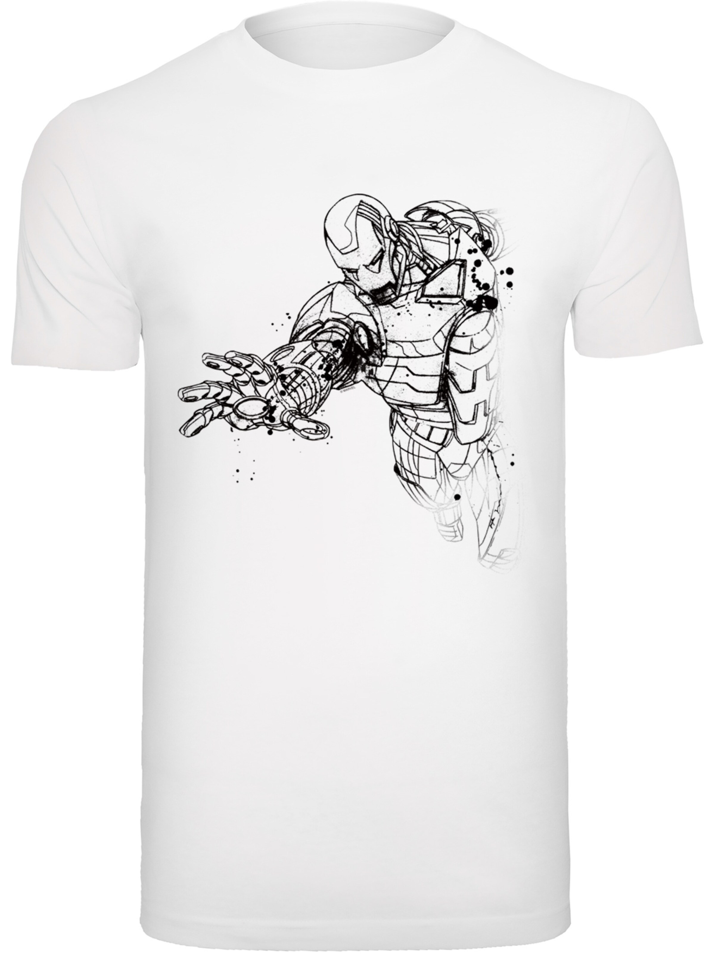 Maglietta 'Marvel Avengers Iron Man Mono Line' di F4NT4STIC in bianco: frontale