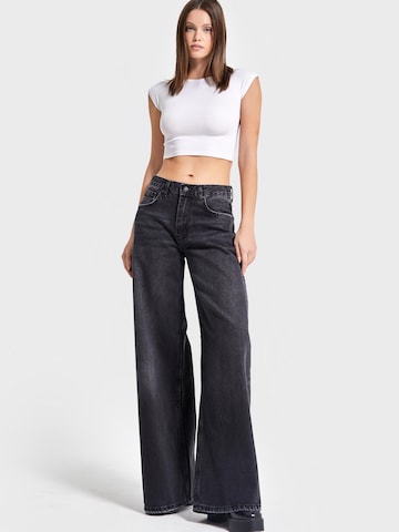 IT'S BASIC Wide leg Jeans 'ELENA Palazzo Mid Rise Jeans' in Black