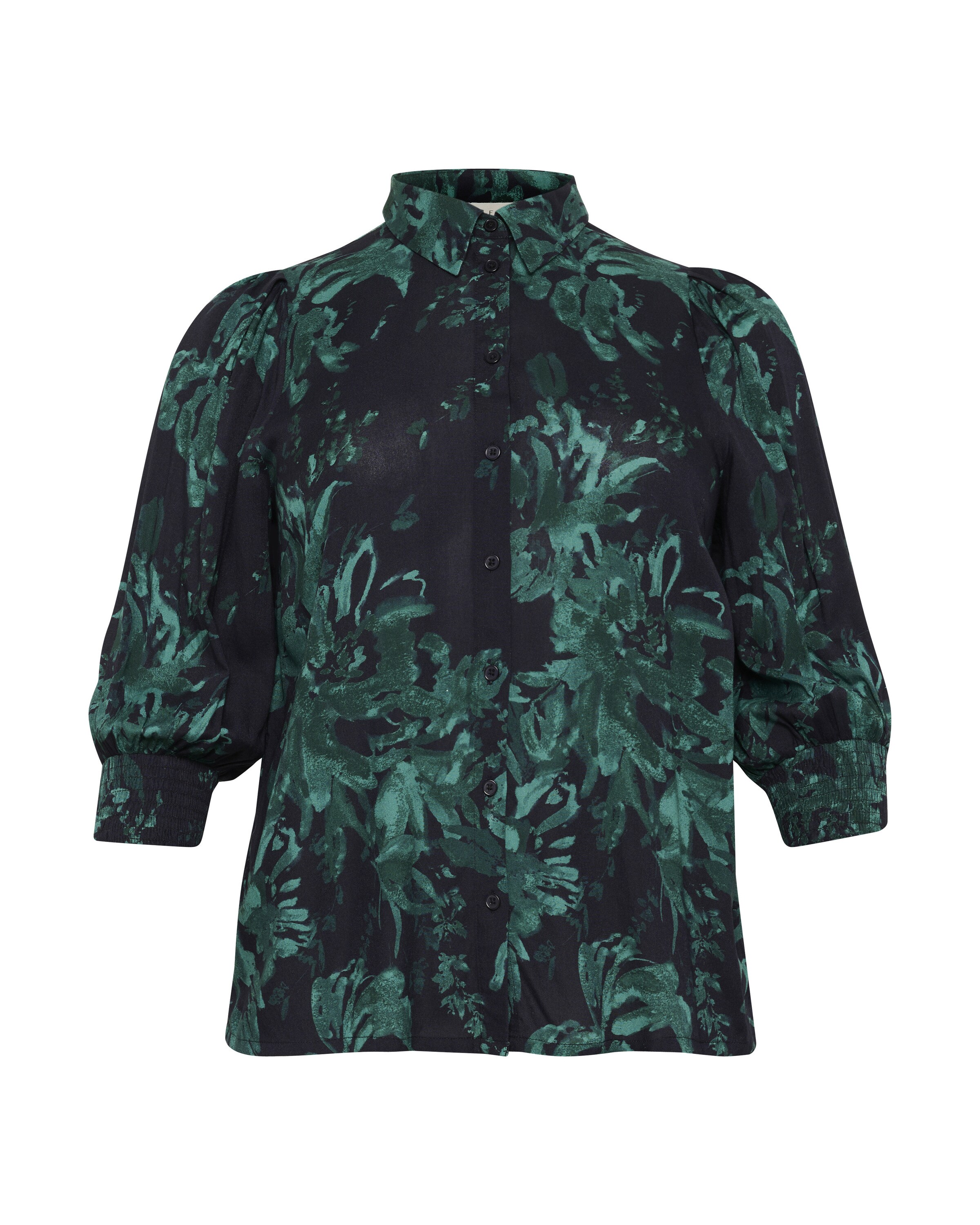 KAFFE CURVE Bluse 'Mona' in smaragd / schilf / schwarz, Produktansicht