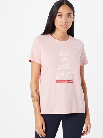 T-shirt TOMMY HILFIGER en rose : devant