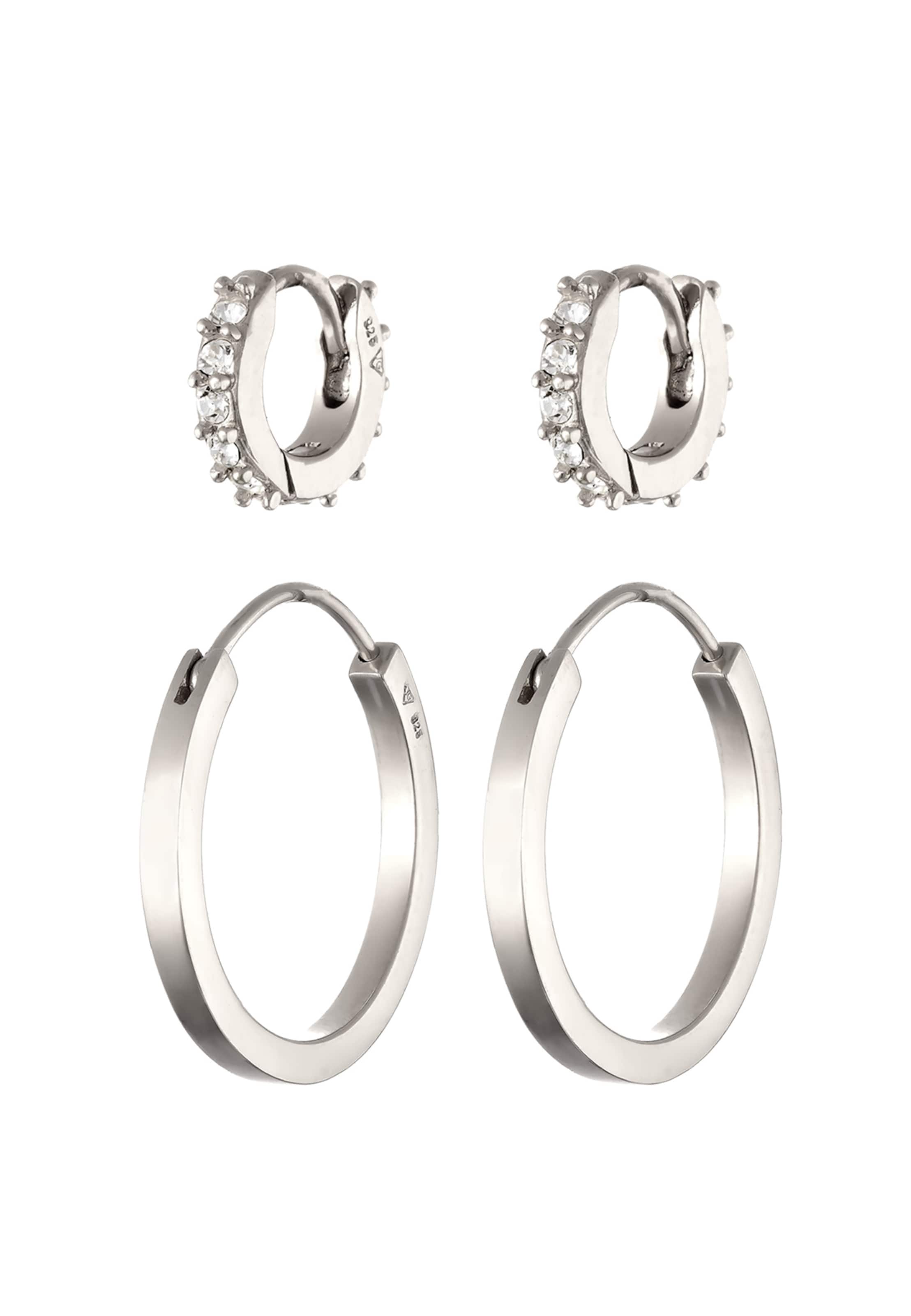 ELLI Sieraden set 'Creolen-Set' in Zilver: voorkant