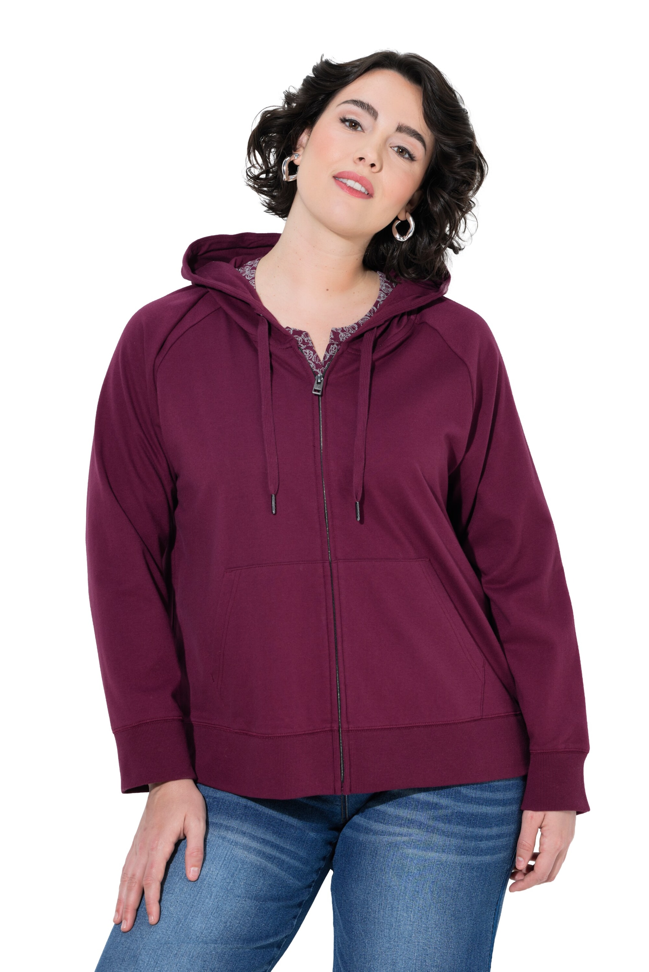 Ulla Popken Sweat jacket in Red: front