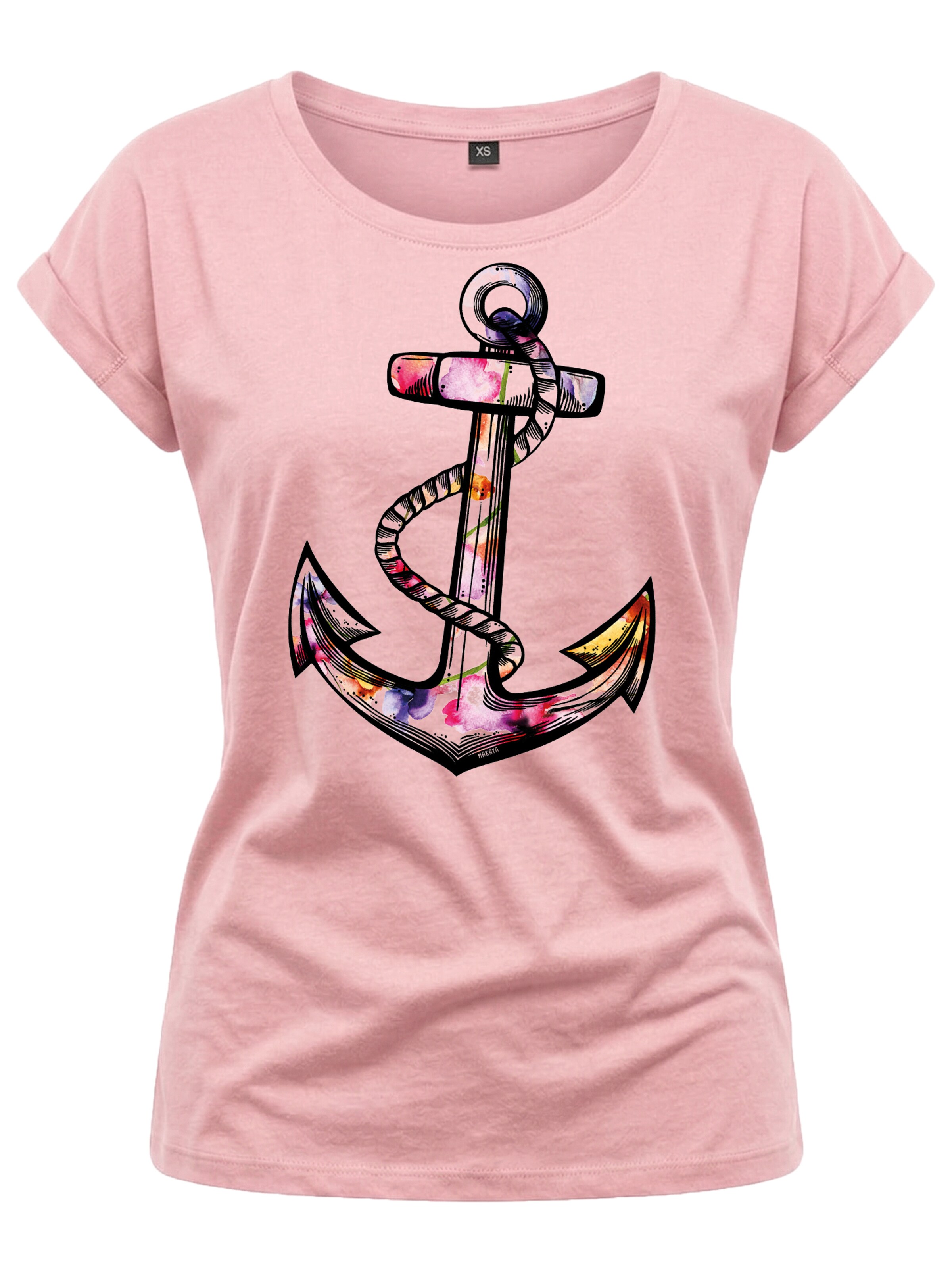 MAKAYA Shirt 'Blumen Anker' in Pink