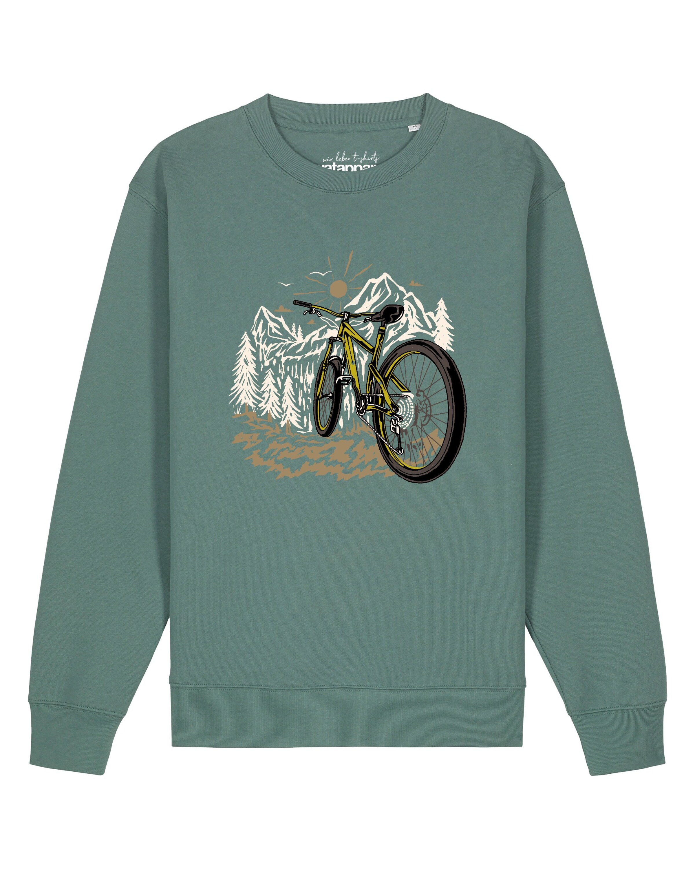 Sweat-shirt 'Mountainbike Und Berge' Watapparel en vert : devant