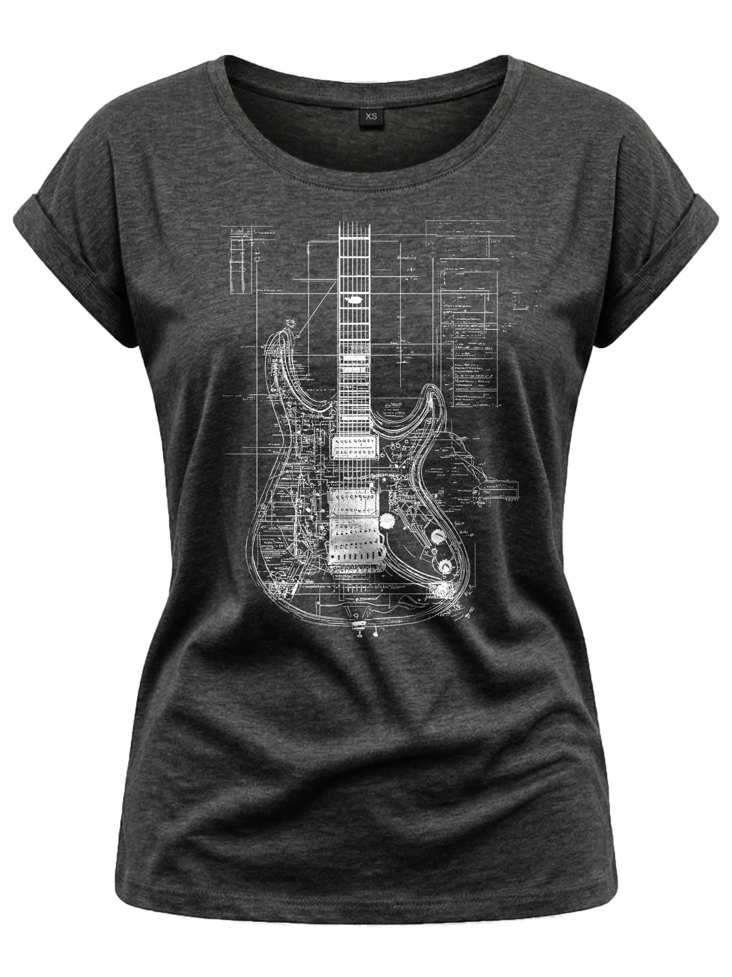 MAKAYA Shirt 'Guitar BluePrint' in Grey: front