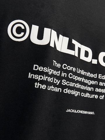 JACK & JONES Shirt 'JCOAERO PRINT TEE SS CREW NECK' in Black