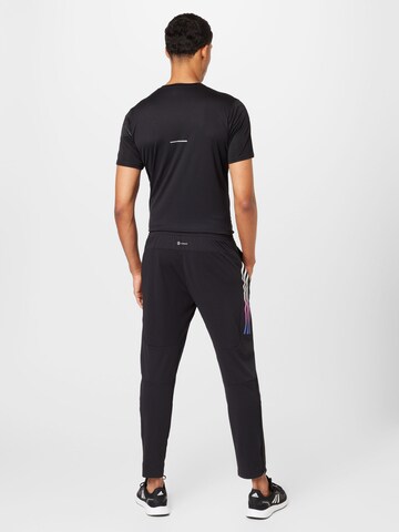 ADIDAS PERFORMANCE Tapered Workout Pants 'Run Icons 3-Stripes' in Black